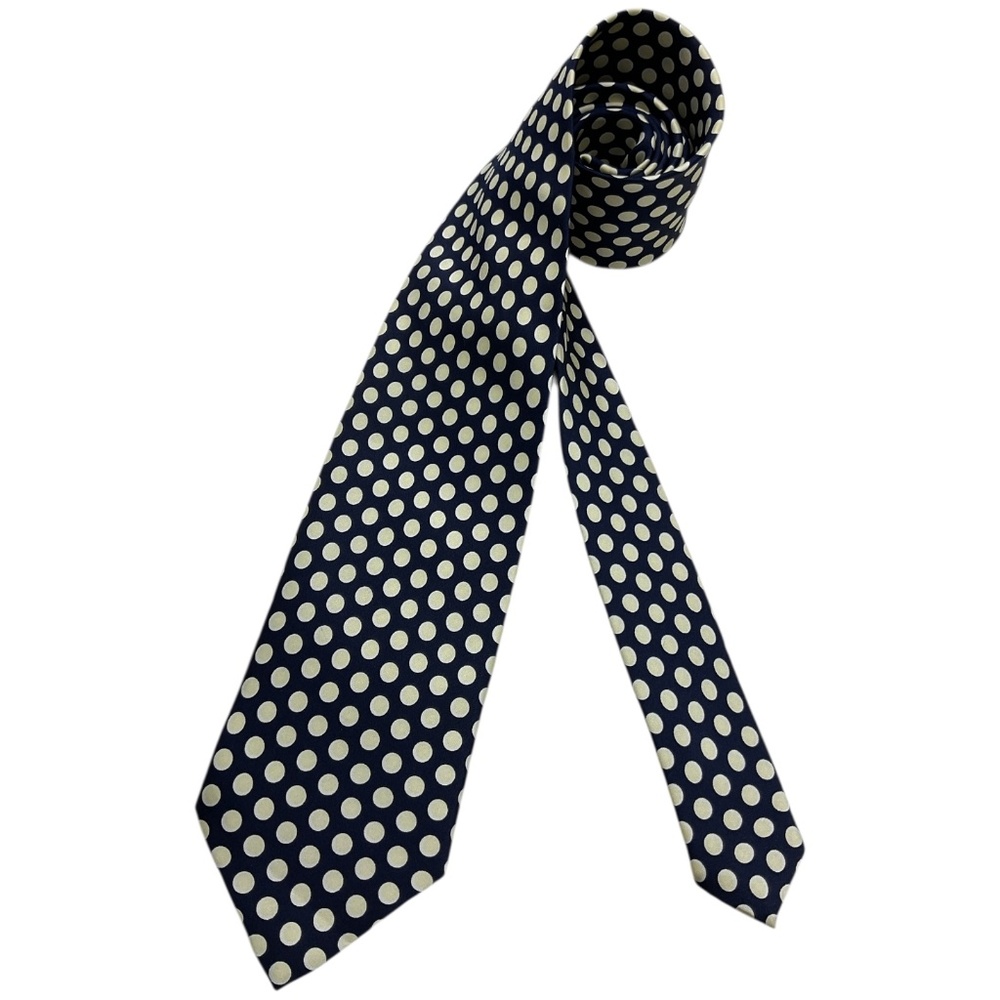 GUTTERIDGE Navy Polka Dot Silk LUXURY Tie